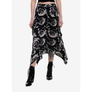 NWT Daisy Street Skirt Womens S Black Rose Grommet Strap Goth Emo Grunge Punk